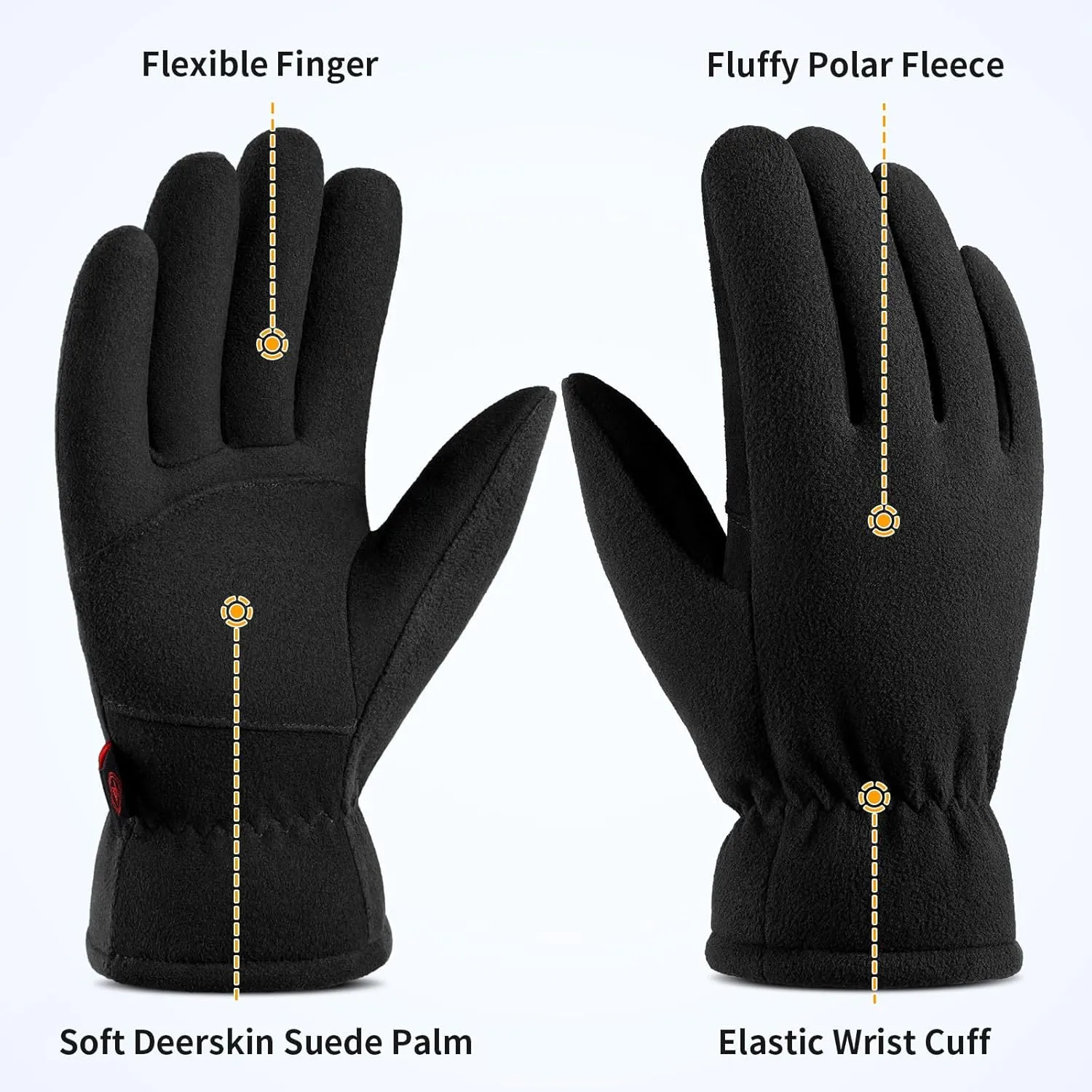 Winter Gloves for Men Women: -20°F Thermal Warm Deerskin Polar Fleece Cotton Glove