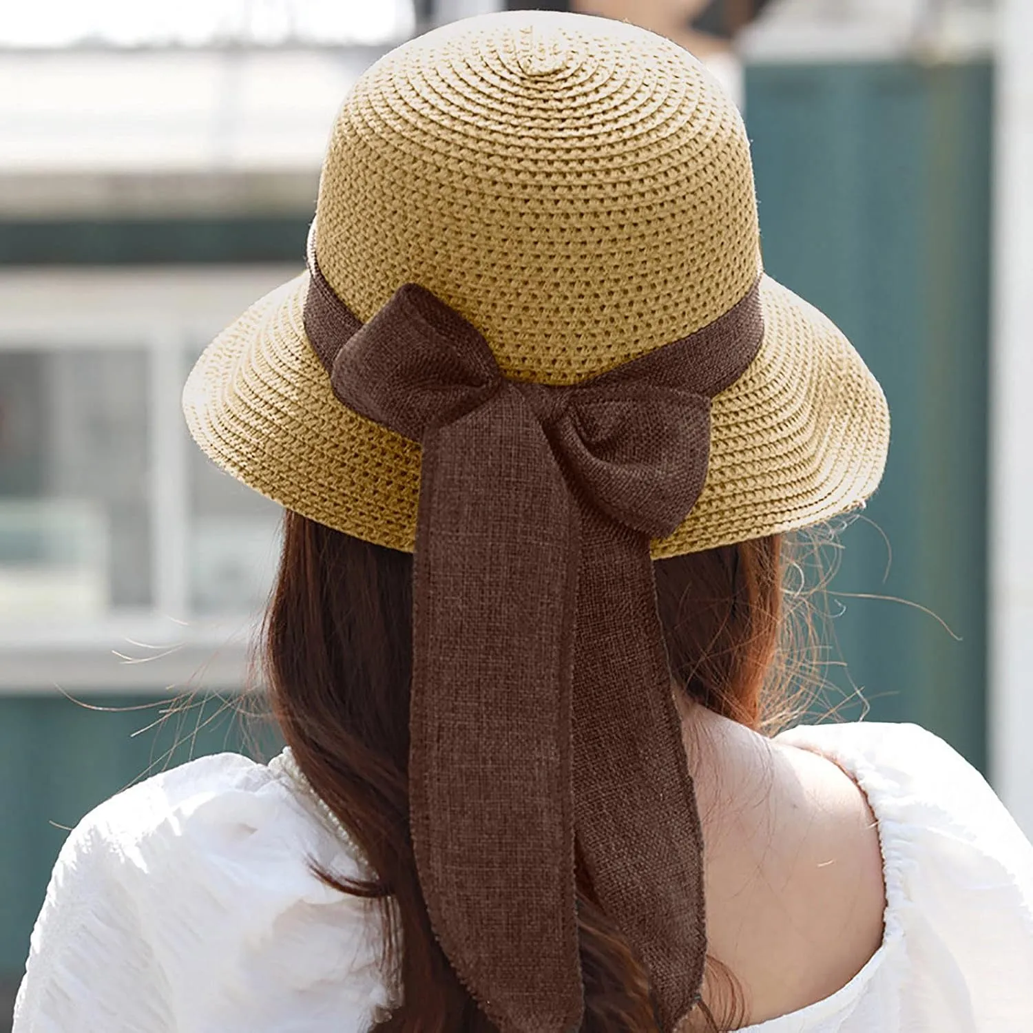 Women Floppy Sun Hats Fashionable Summer Wide Brim Cap Beach Straw Hat UPF50 Travel Packable Roll Up Havana Hat