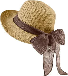 Women Floppy Sun Hats Fashionable Summer Wide Brim Cap Beach Straw Hat UPF50 Travel Packable Roll Up Havana Hat