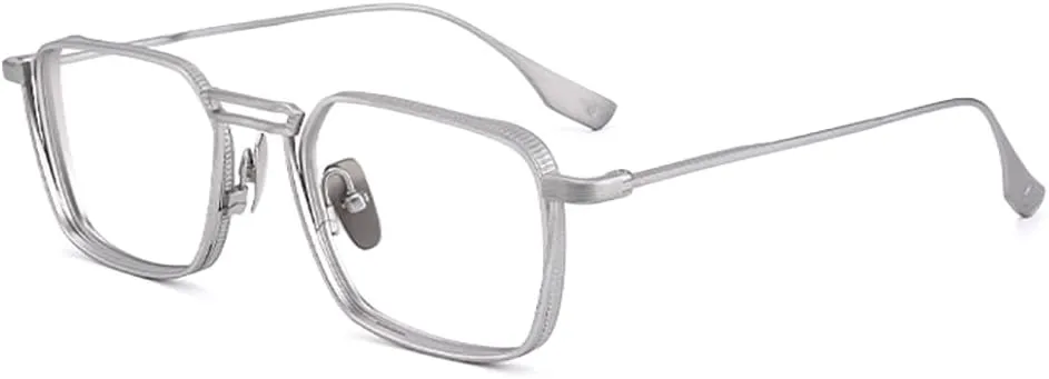 Women Men Blue Light Blocking Reading Glasses Fashion Lightweight Titanium Readers Anti Eyestrain Computer Eyeglasses,Silver,3.5 x