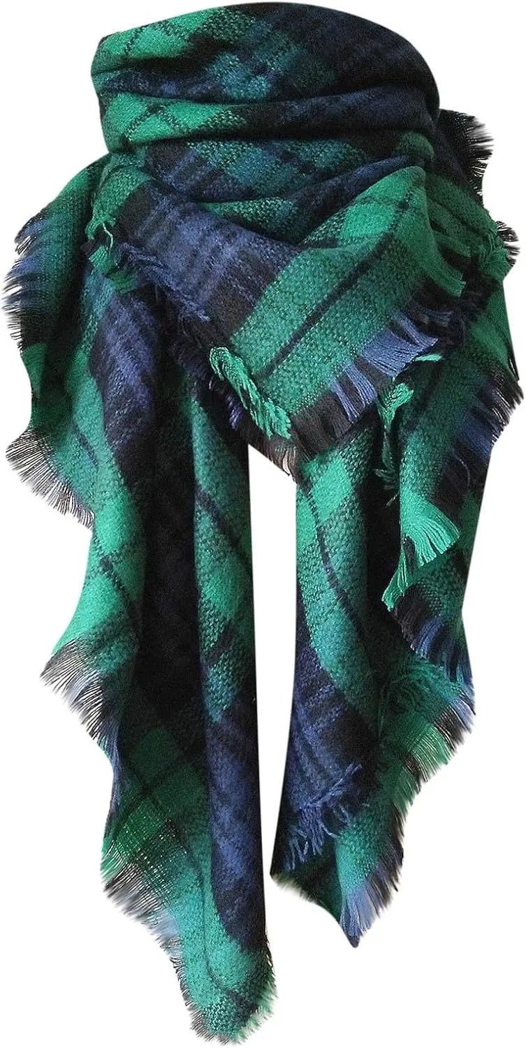 Womens Fashion Warm Scarves Oversized Long Solid Tassel Winter Knit Scarfs Christmas Gifts Wrap Ladies Long Shawl