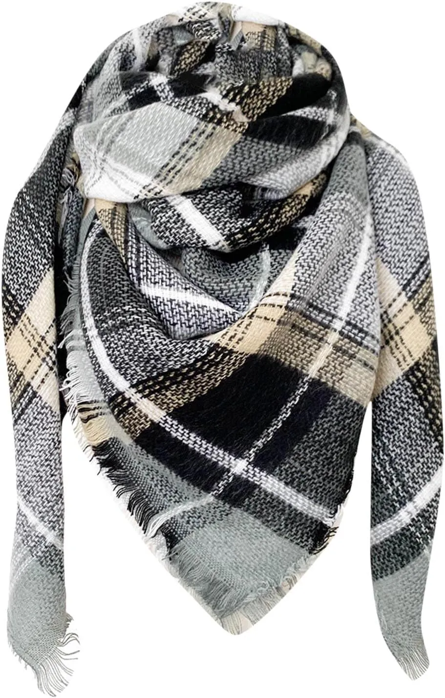 Womens Fashion Warm Scarves Oversized Long Solid Tassel Winter Knit Scarfs Christmas Gifts Wrap Ladies Long Shawl