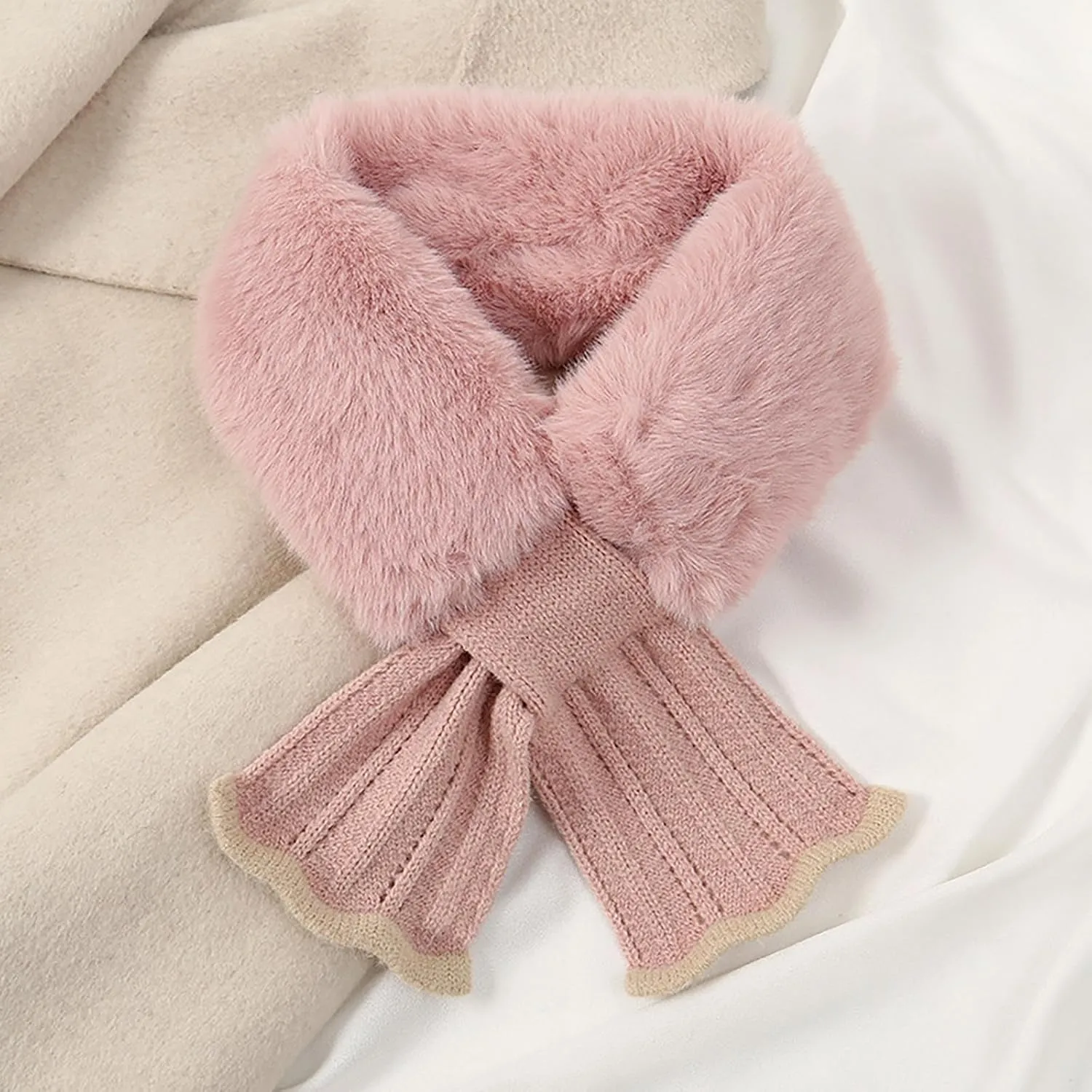 Womens Fur Collar Scarf, Faux Fur Scarves for Women Casual Elegant Neck Shrug for Fall Winter Super Soft Cozy Scarf