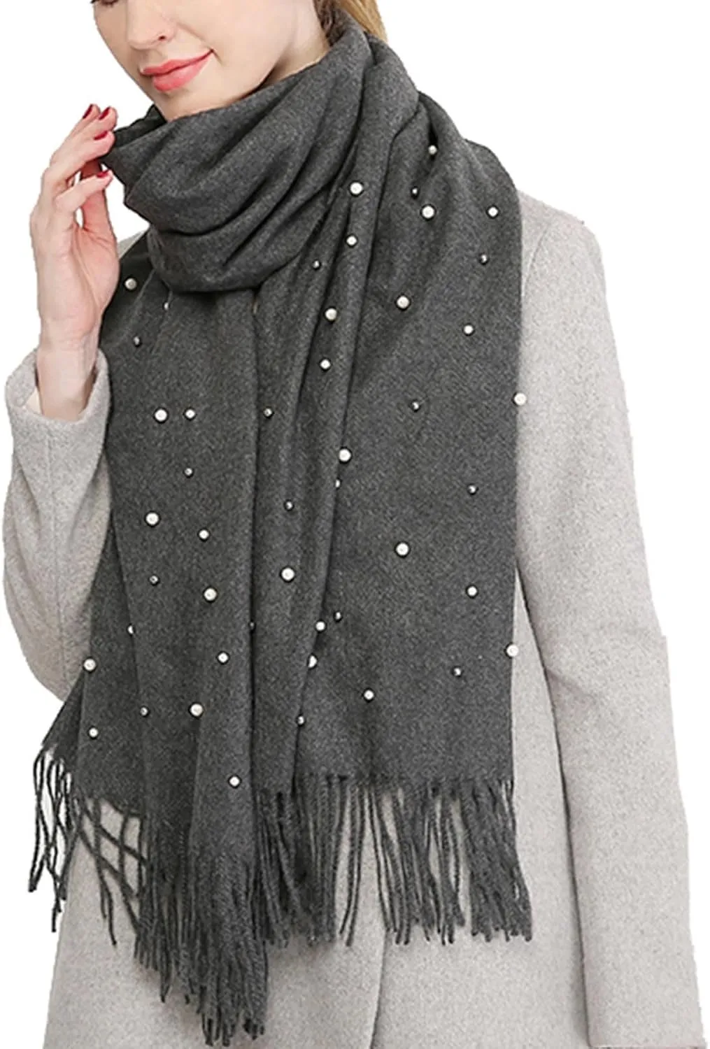 Women's Pearl Shawl Wraps Open Front Poncho Cape Oversized Sweaters Casual Fashion Cardigan Shawls for Fall Winter