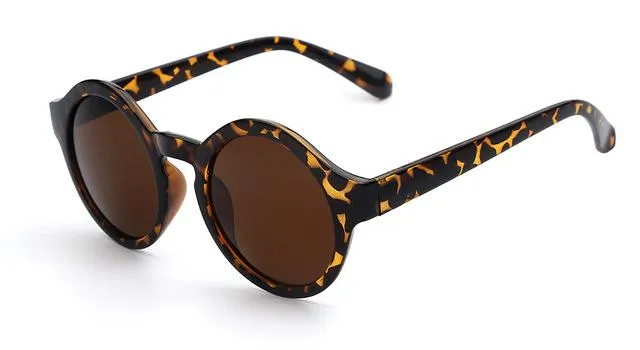 Women's Vintage Round Circle Retro Sunglasses with Acrylic Lenses