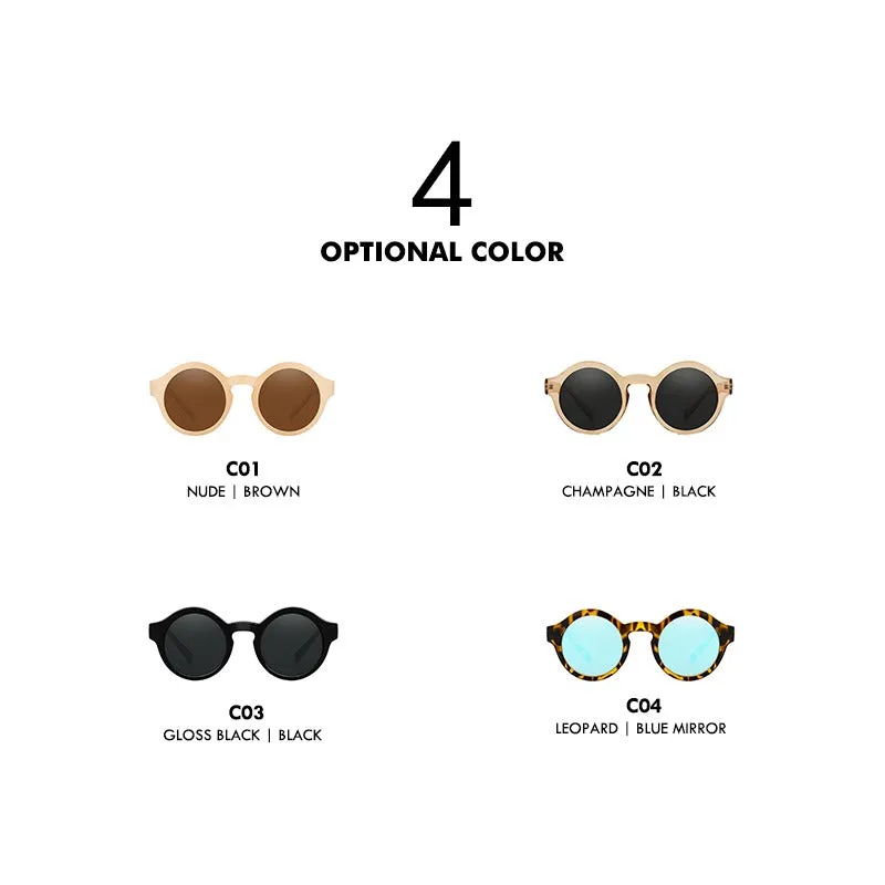 Women's Vintage Round Circle Retro Sunglasses with Acrylic Lenses