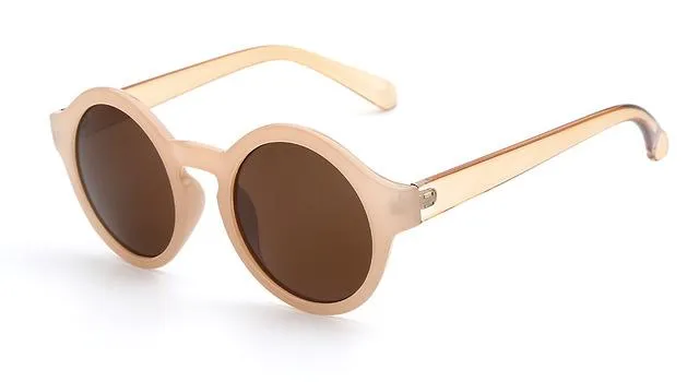 Women's Vintage Round Circle Retro Sunglasses with Acrylic Lenses