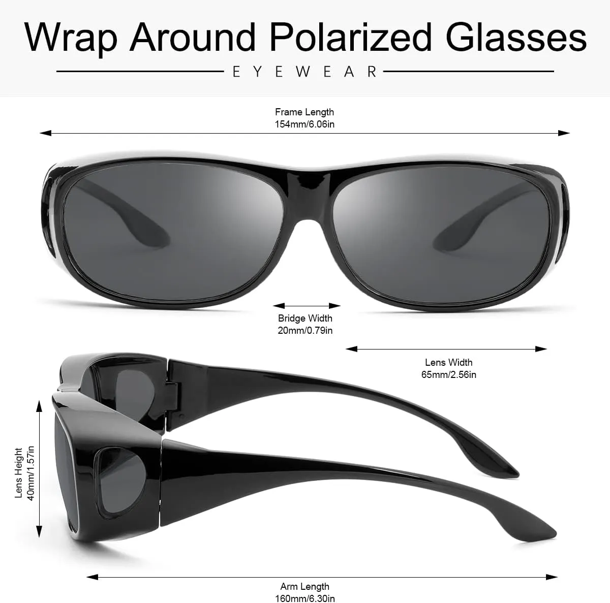 YIMI Wrap Around Sunglasses for Men and Women UV Protection Polarized Driving Glasses Wear Over Shades Fit Over Eyeglasses