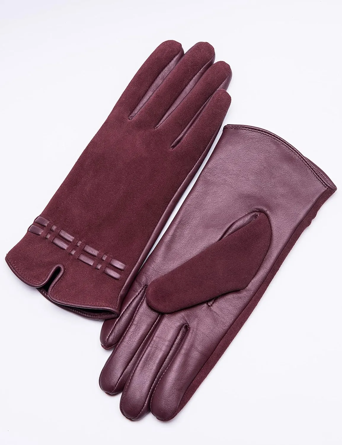 YISEVEN Women’s Winter Sheepskin Suede Leather Gloves Touchscreen