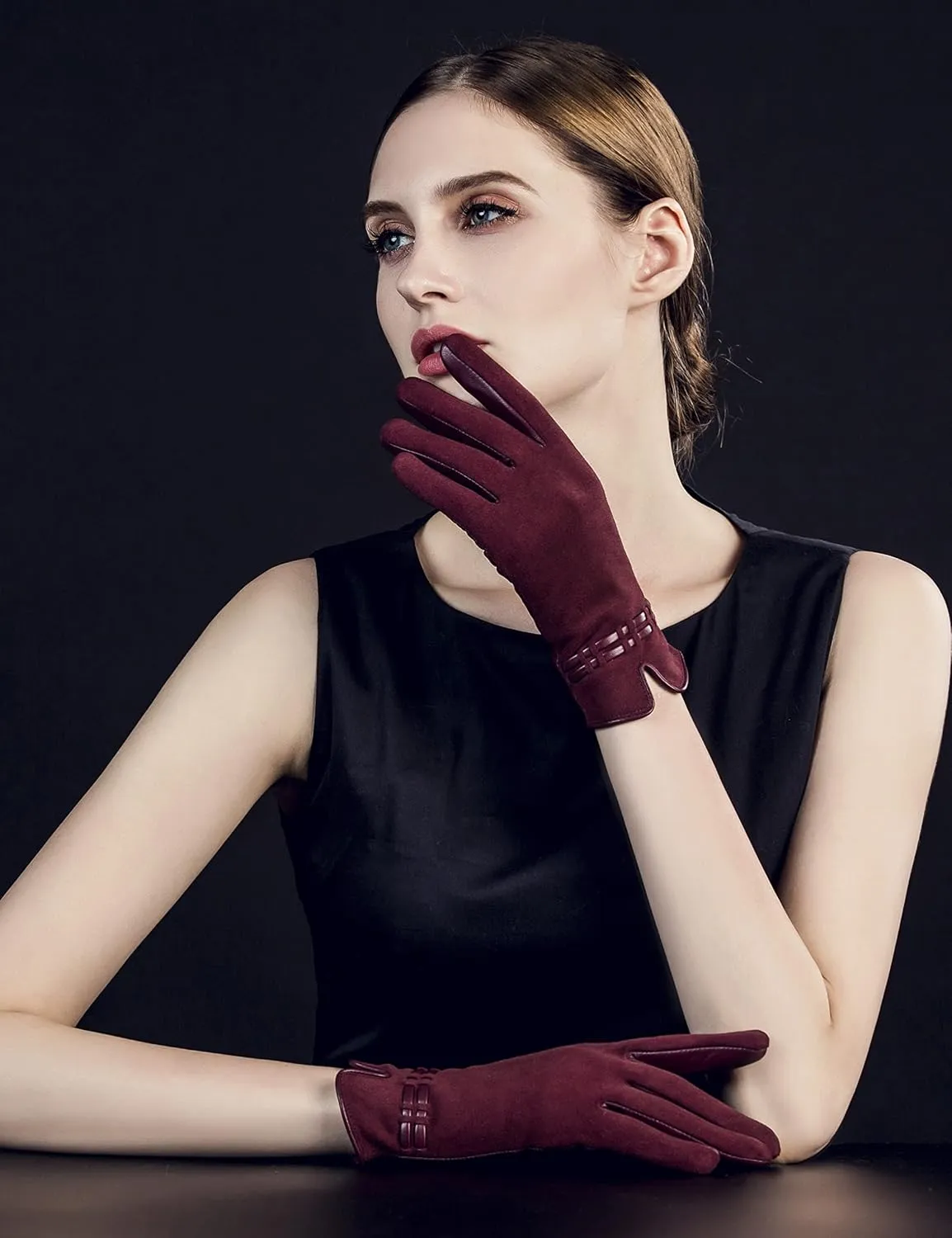 YISEVEN Women’s Winter Sheepskin Suede Leather Gloves Touchscreen