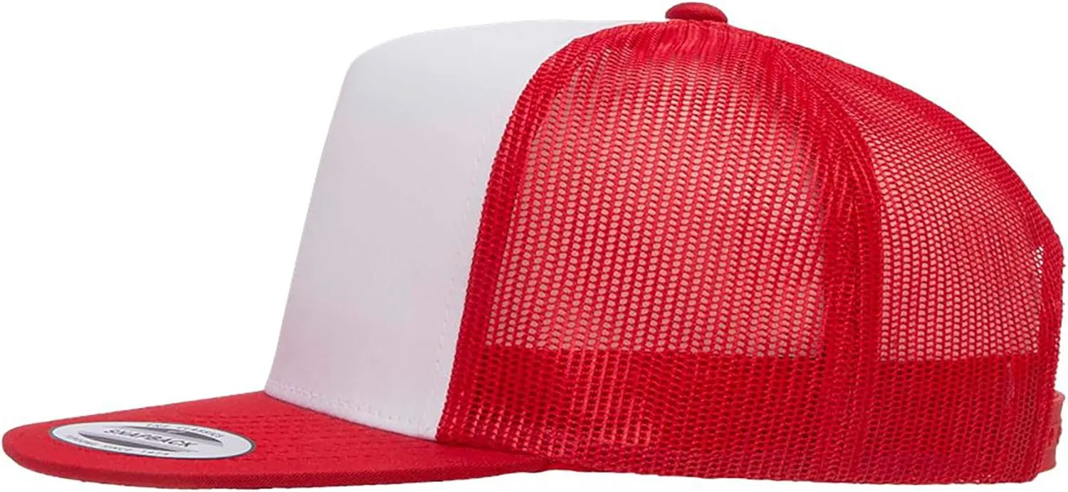 Yupoong YP Classics 6006 High Profile Flat Visor Snapback Trucker Hat - Blank, Bulk Caps