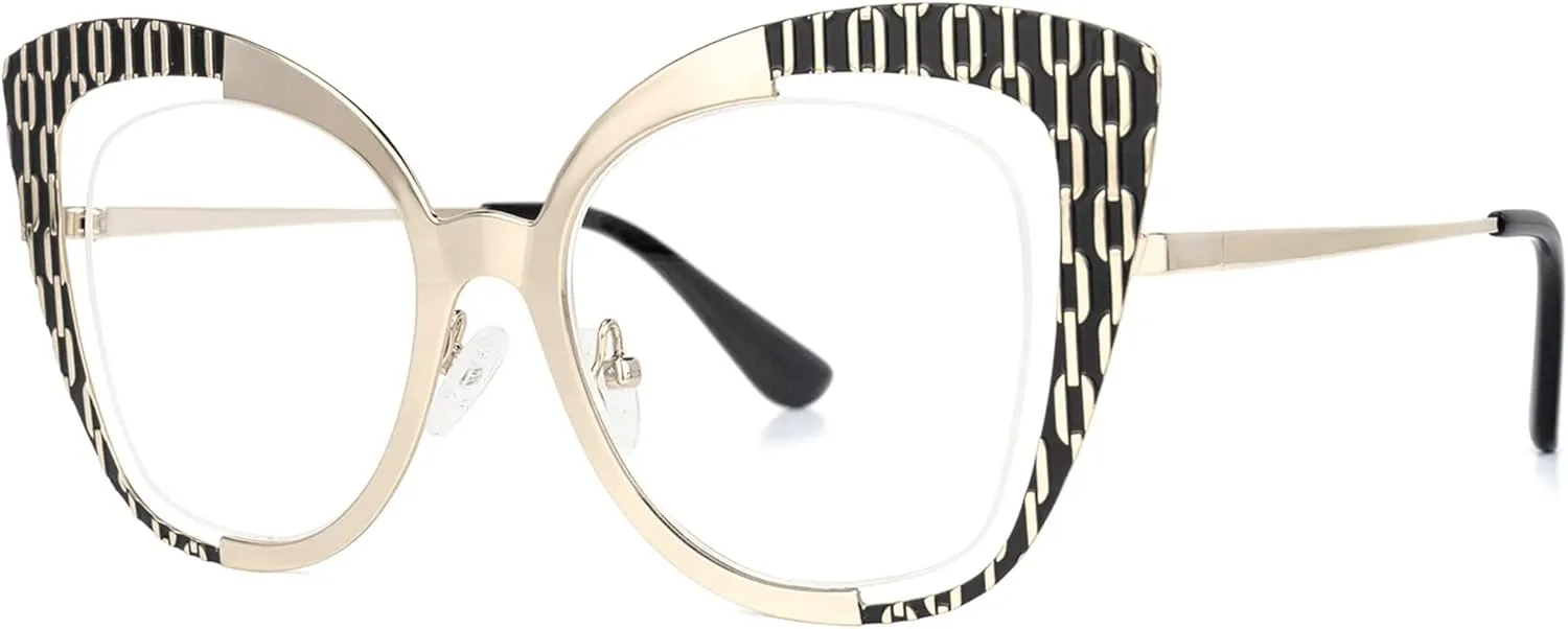 Zeelool Classic Oversized Cat Eye Glasses Frame With Non-prescription Clear Lens for Women Claus ZWM183537