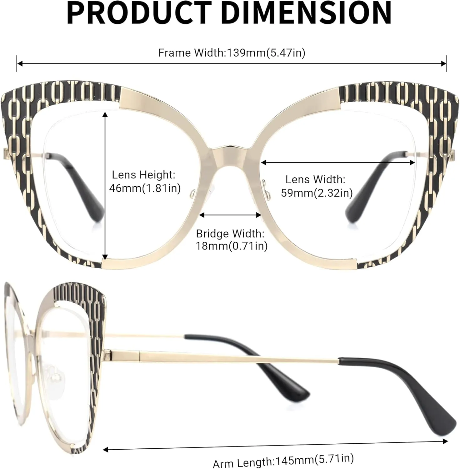 Zeelool Classic Oversized Cat Eye Glasses Frame With Non-prescription Clear Lens for Women Claus ZWM183537