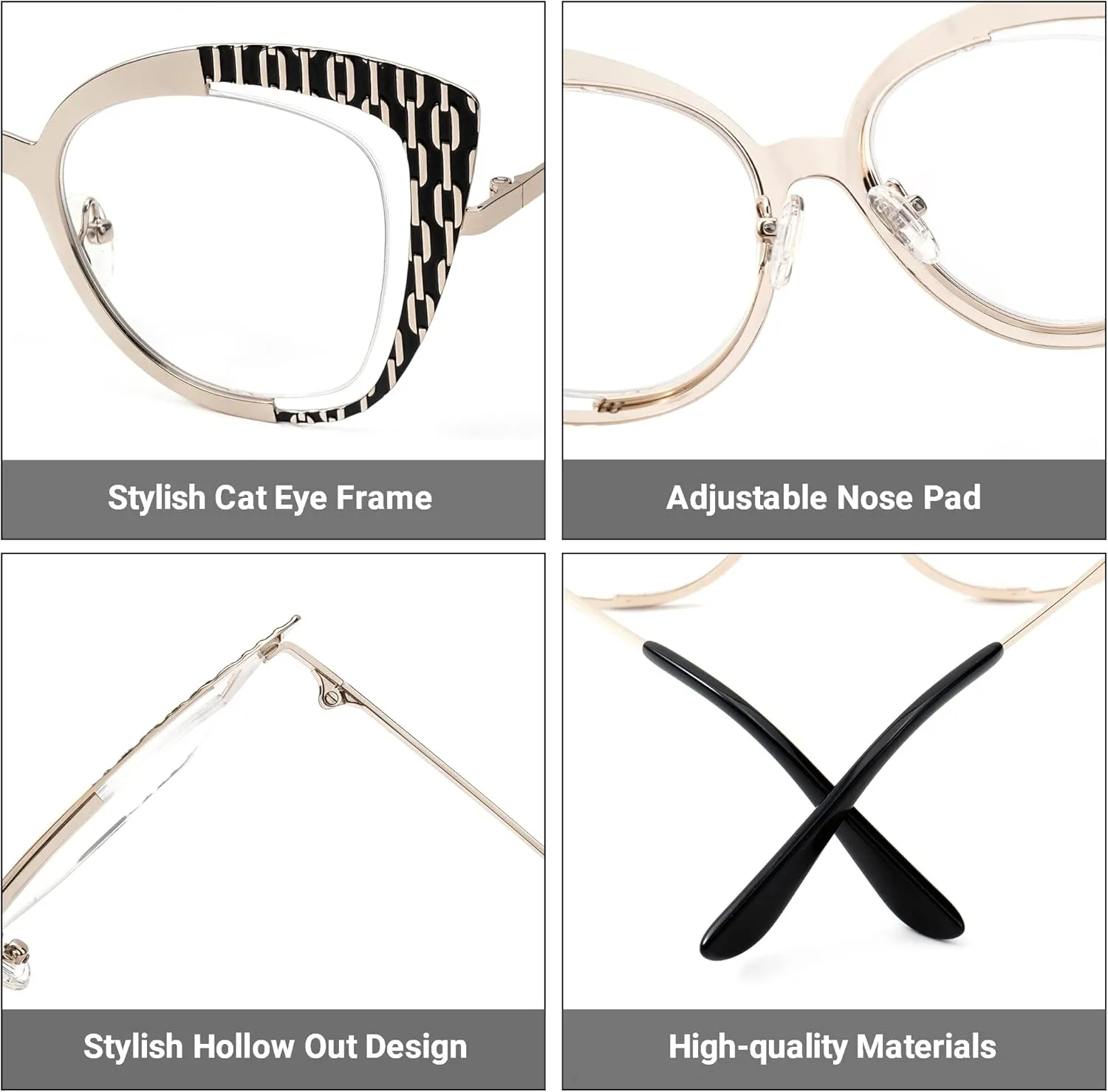 Zeelool Classic Oversized Cat Eye Glasses Frame With Non-prescription Clear Lens for Women Claus ZWM183537