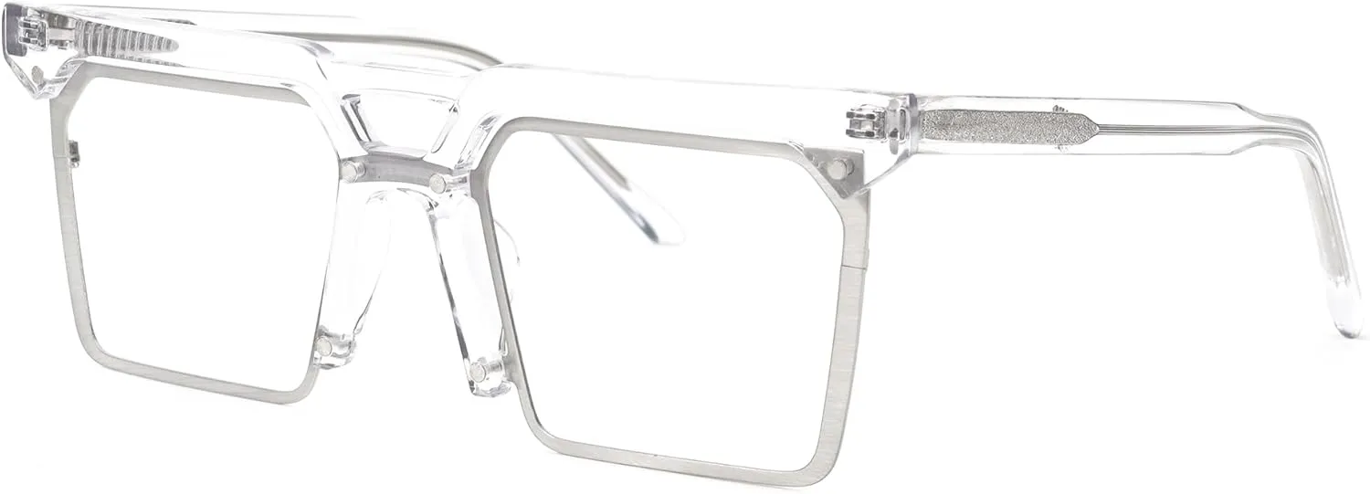 Zeelool Retro Rectangle Eyeglasses Frame with Non-prescription Clear Lens for Men ZJGX839879