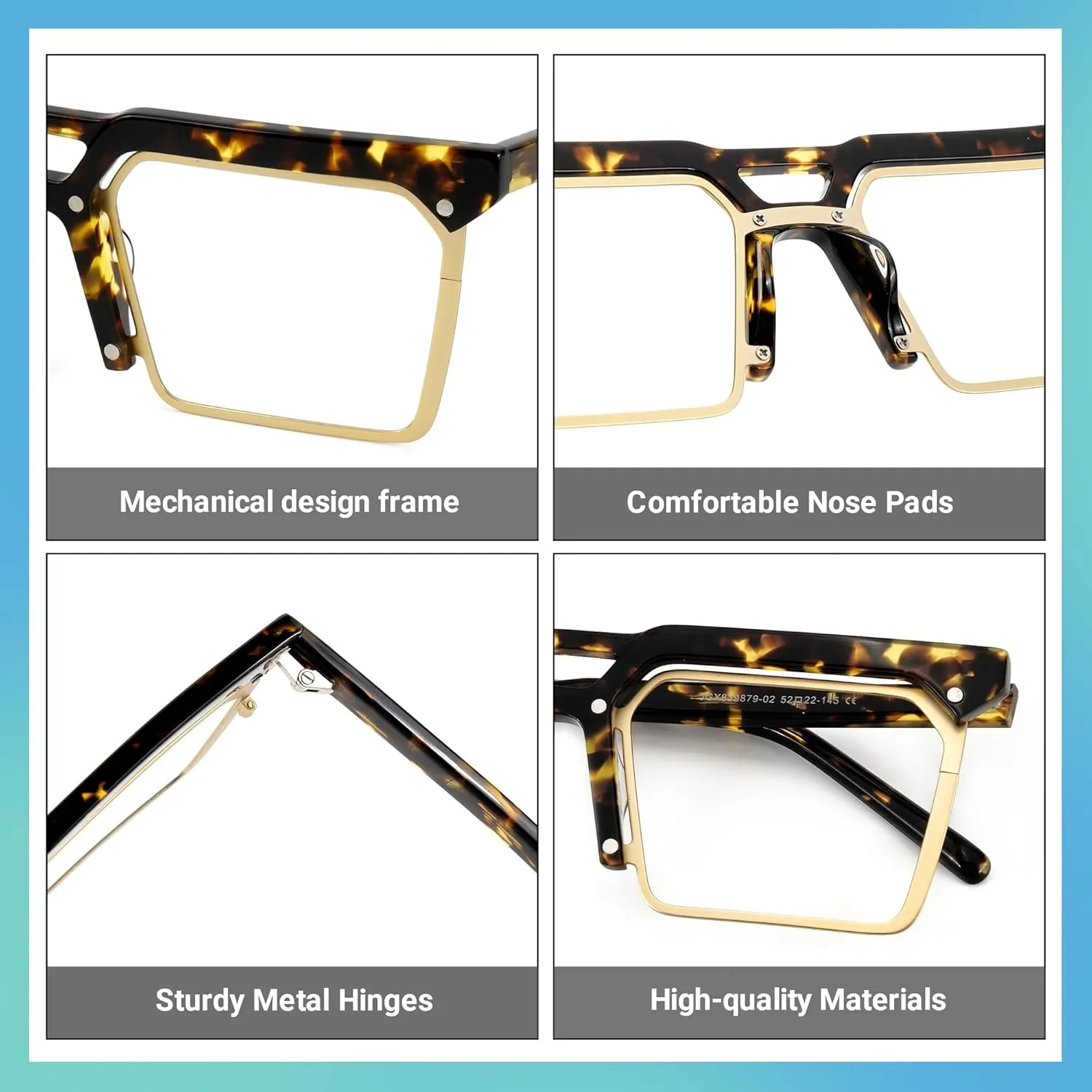Zeelool Retro Rectangle Eyeglasses Frame with Non-prescription Clear Lens for Men ZJGX839879