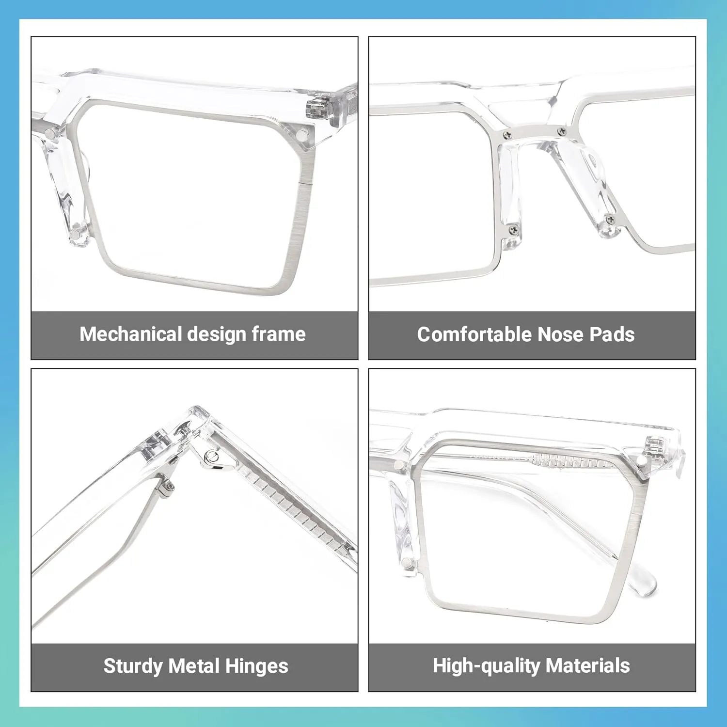 Zeelool Retro Rectangle Eyeglasses Frame with Non-prescription Clear Lens for Men ZJGX839879