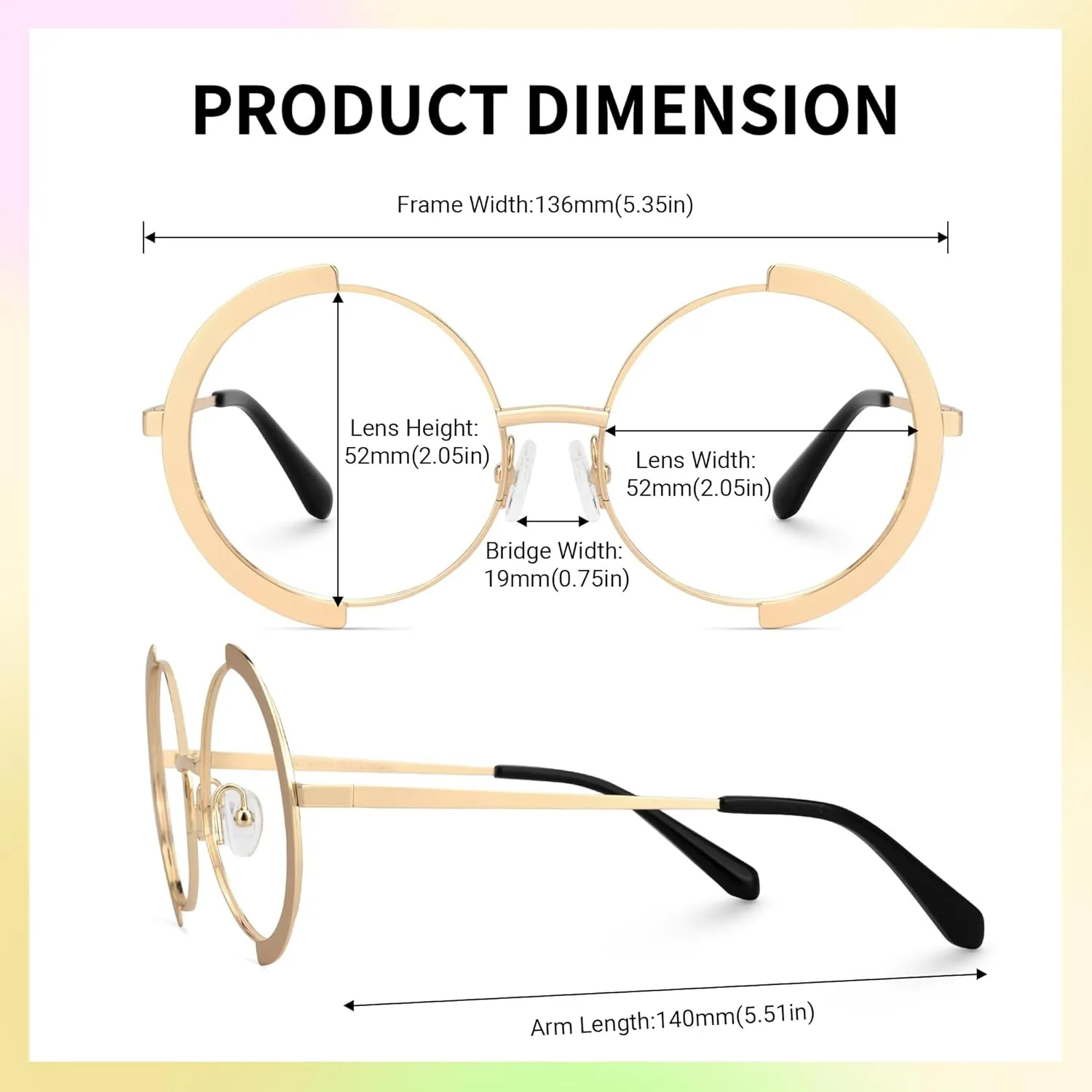 Zeelool Vintage Metal Round Eyeglasses Frame for Women with Non-prescription Clear Lens ZJGM351423