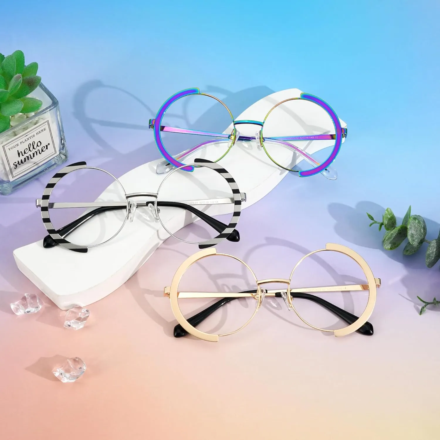 Zeelool Vintage Metal Round Eyeglasses Frame for Women with Non-prescription Clear Lens ZJGM351423