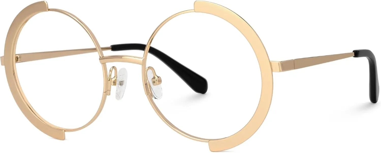 Zeelool Vintage Metal Round Eyeglasses Frame for Women with Non-prescription Clear Lens ZJGM351423
