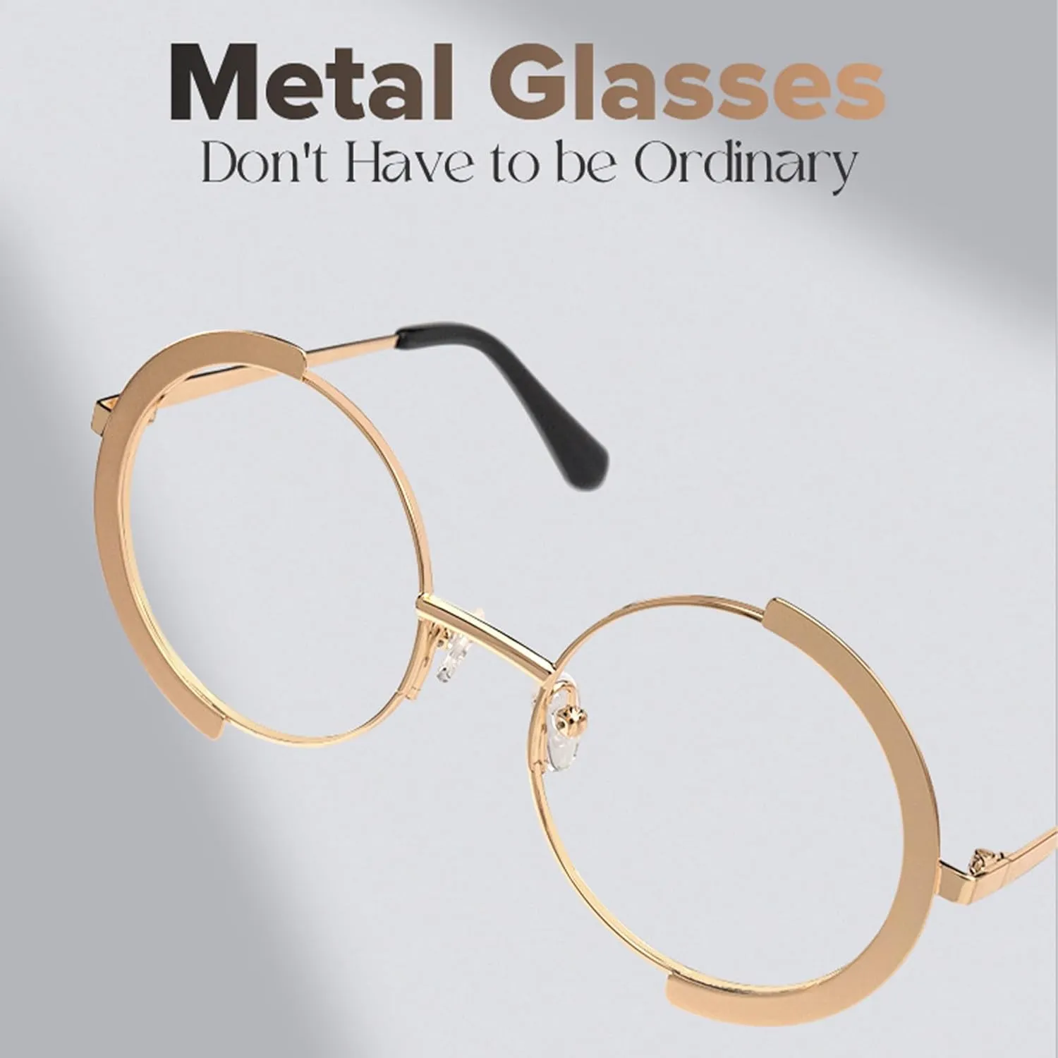 Zeelool Vintage Metal Round Eyeglasses Frame for Women with Non-prescription Clear Lens ZJGM351423