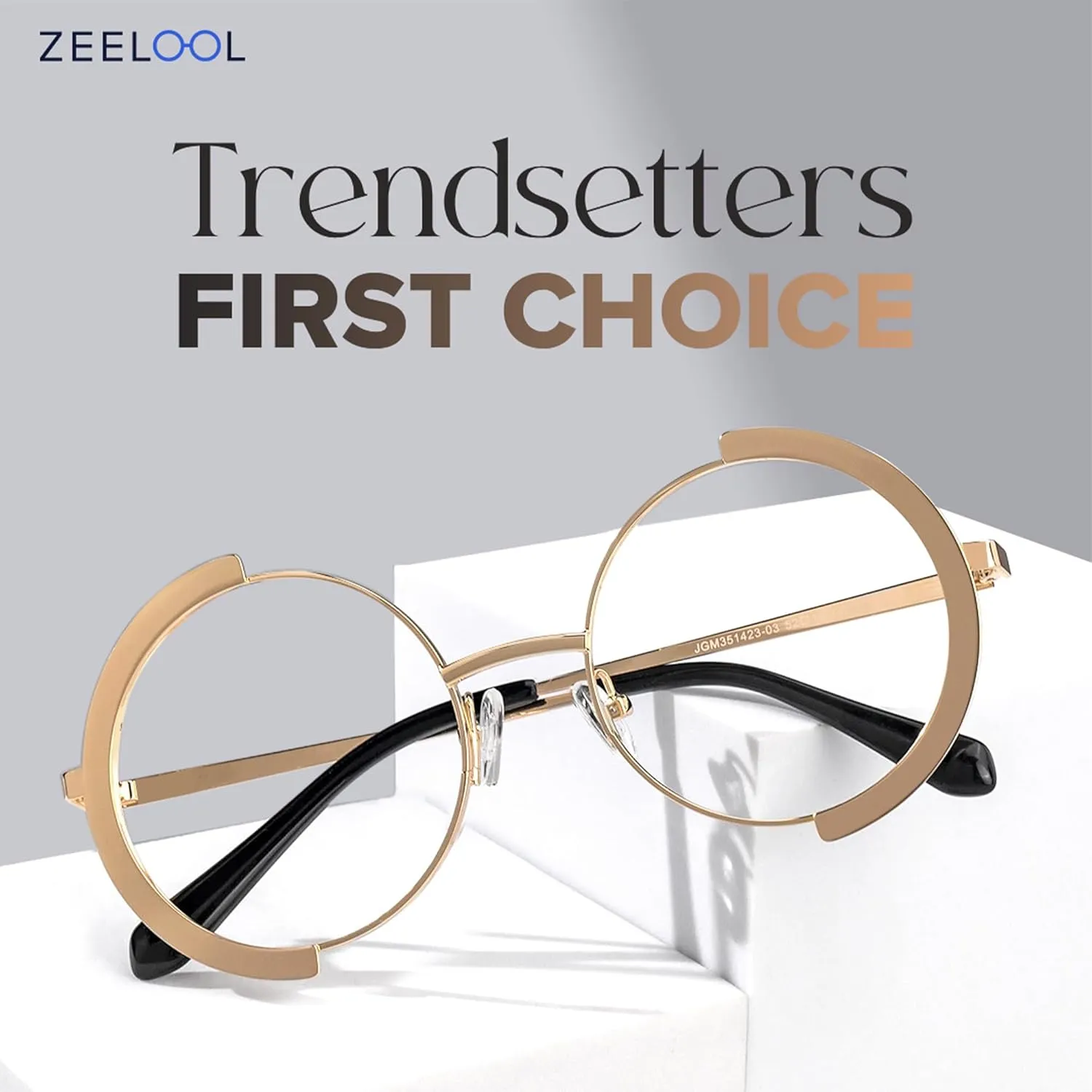 Zeelool Vintage Metal Round Eyeglasses Frame for Women with Non-prescription Clear Lens ZJGM351423