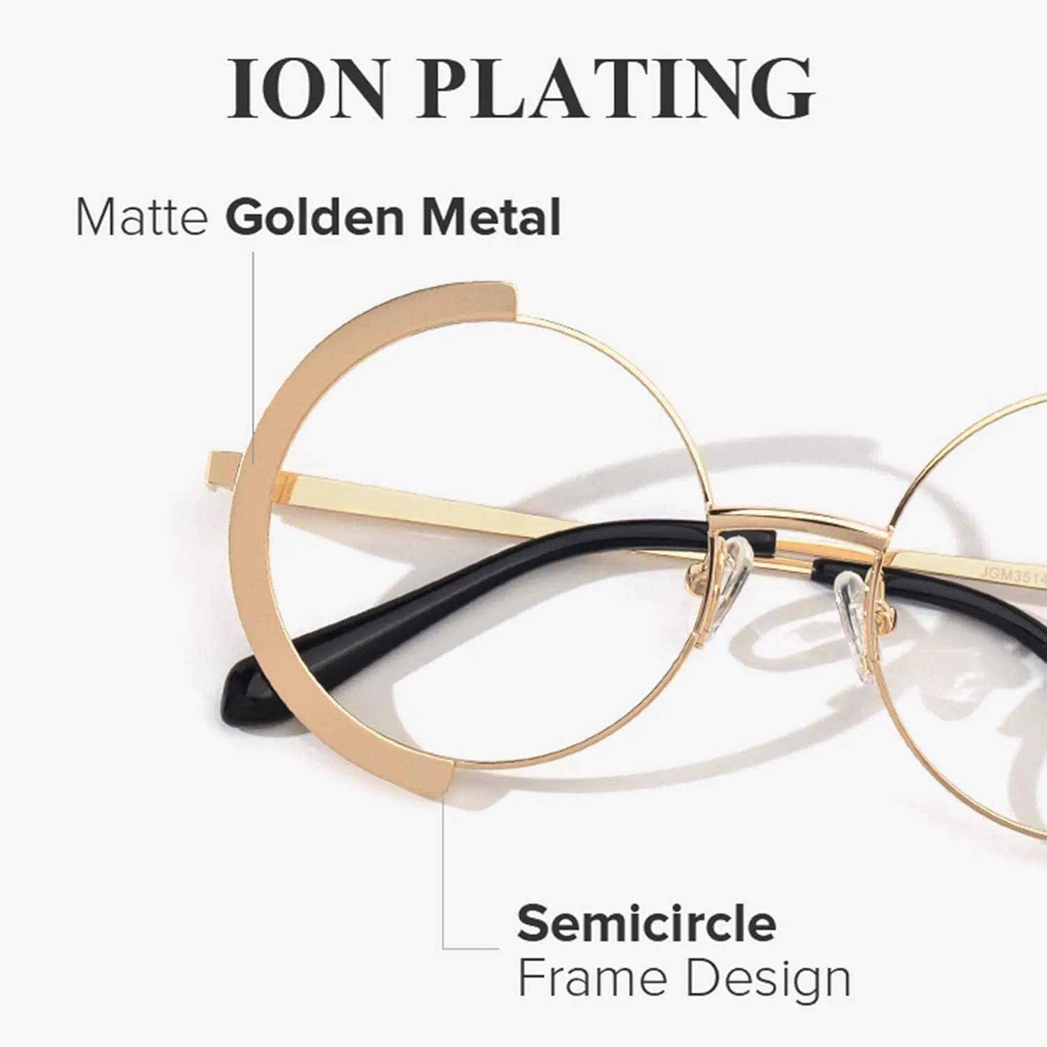 Zeelool Vintage Metal Round Eyeglasses Frame for Women with Non-prescription Clear Lens ZJGM351423